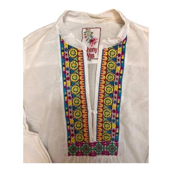 Johnny Was multicolored embroidered boho white top tunic - Picture 3 of 4